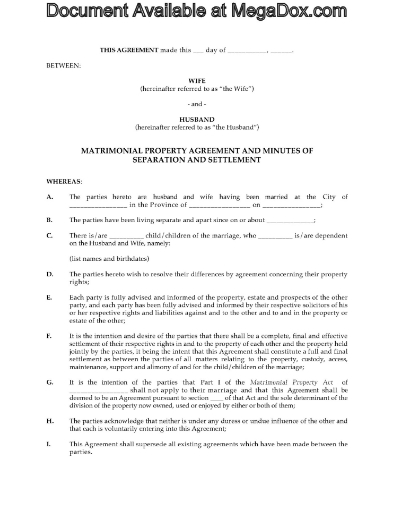 Alberta Separation Agreement