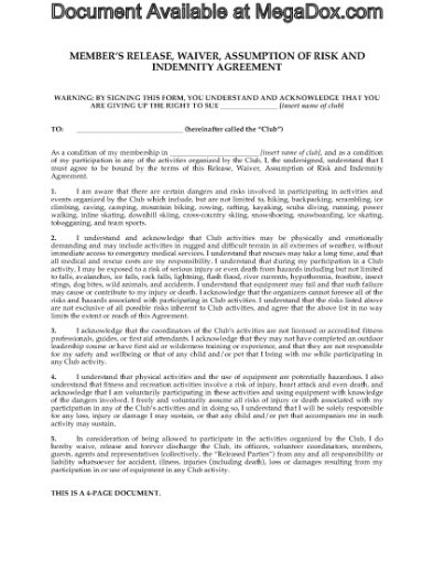 Picture of Outdoor Club Release and Waiver