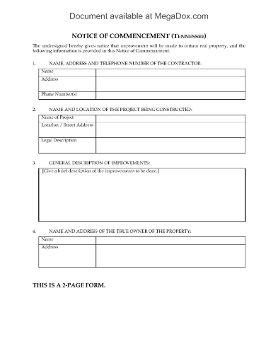 Tennessee Notice of Commencement
