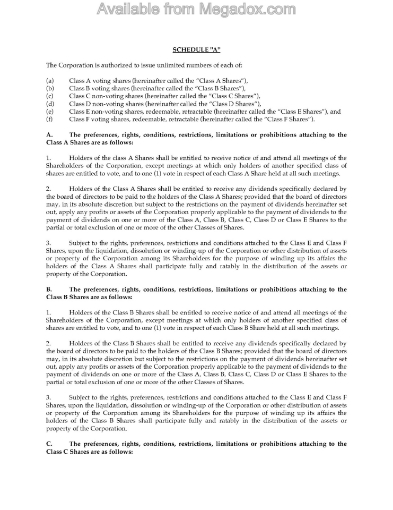 Alberta Share Classes - Voting, Nonvoting and Redeemable