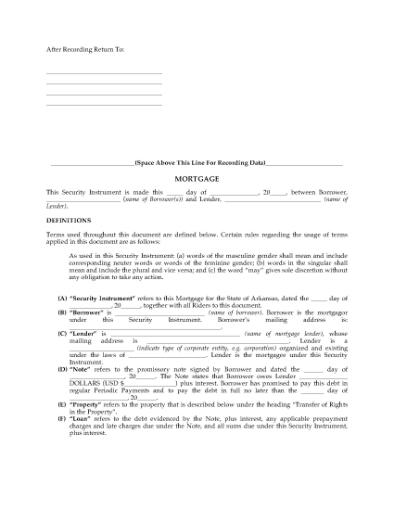 Picture of Arkansas Fixed Rate Mortgage