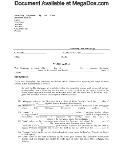 Picture of South Carolina Mortgage