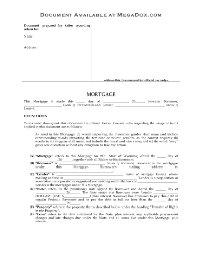 Picture of Wyoming Fixed Rate Mortgage