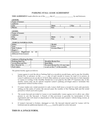Picture of California Parking Stall Lease