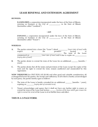 Picture of Illinois Renewal and Extension of Commercial Lease