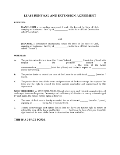 Picture of Utah Renewal and Extension of Commercial Lease