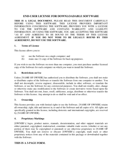 Picture of EULA for Downloadable Software