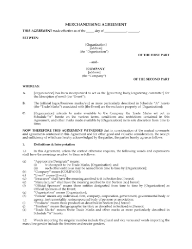 Picture of Event Merchandising Agreement