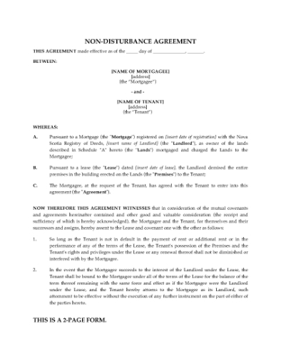 Picture of Nova Scotia Nondisturbance Agreement