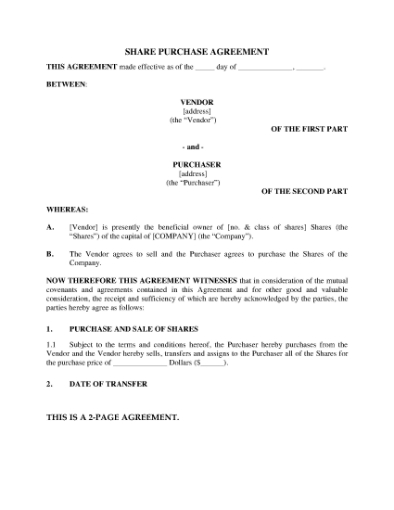 Picture of Nova Scotia Share Purchase Agreement