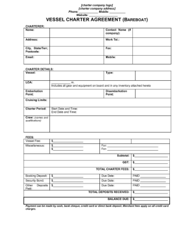 Picture of Bareboat Vessel Charter Agreement | Australia