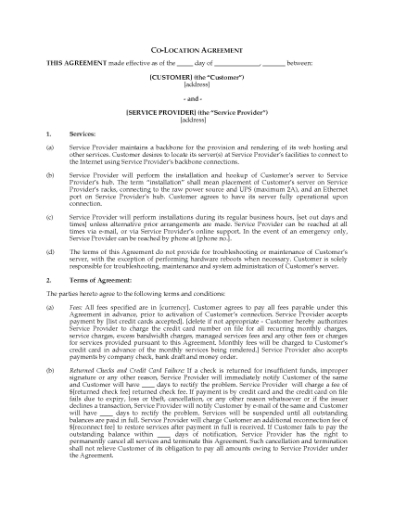 Picture of Server Co-Location Agreement