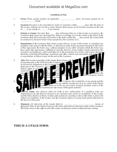 Picture of Manufacturer's Conditions of Sale