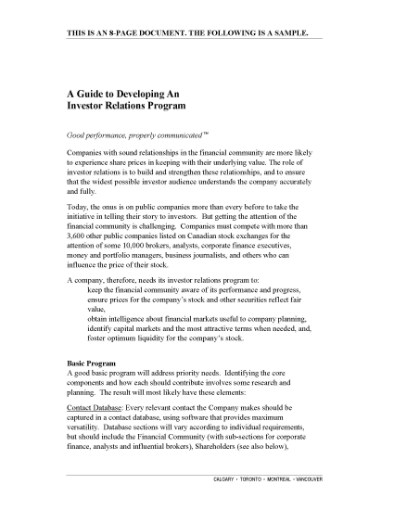 Picture of Guide to Developing an Investor Relations Program