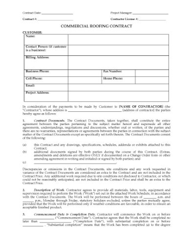 Picture of Roofing Contract for Commercial Customers