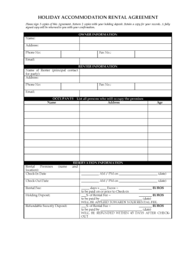 Picture of Holiday Home Short-Term Letting Agreement | Ireland
