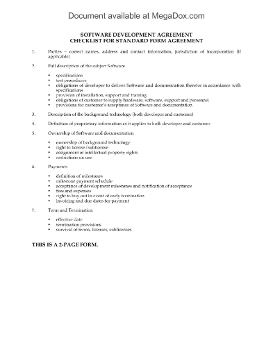 Picture of Software Development Agreement Checklist