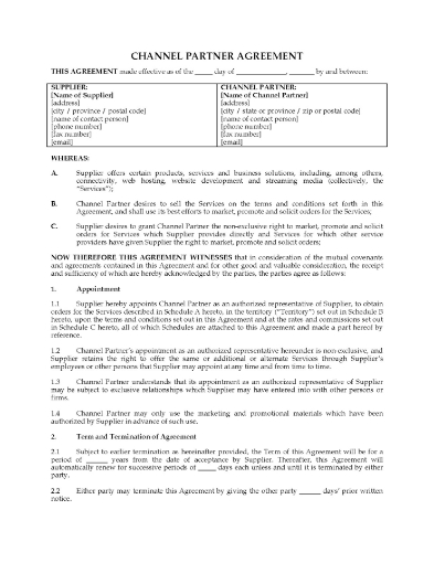 Canada Channel Partner Agreement