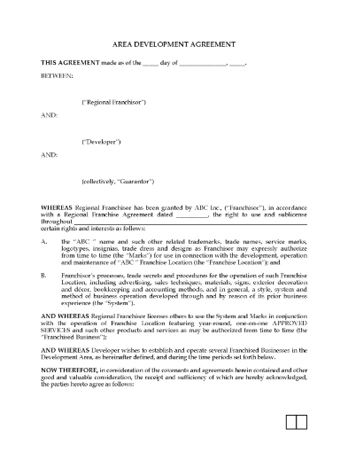 USA Franchise Area Development Agreement