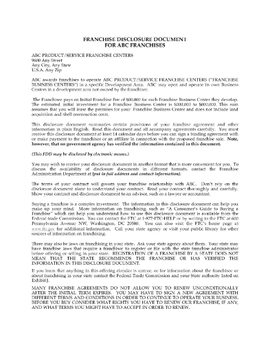 USA Franchise Disclosure Document