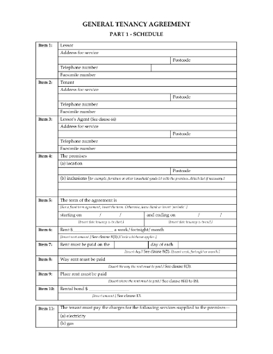 Queensland General Tenancy Agreement