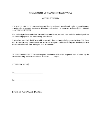 Assignment of Accounts Receivable Forms