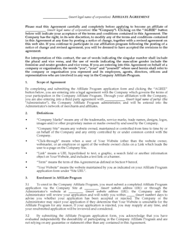 Picture of Website Affiliate Agreement | UK