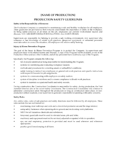 Film Production Safety Guidelines
