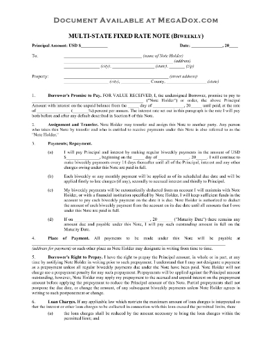 USA Multistate Fixed Rate Note (Biweekly)