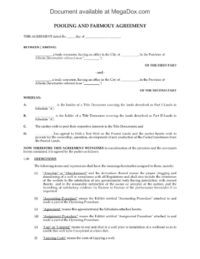 https://www.megadox.com/Alberta-Pooling-and-Farmout-Agreement