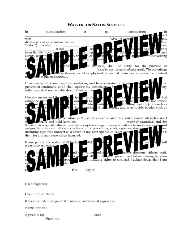 Canada Waiver for Salon and Spa Services