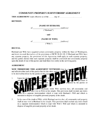 Washington Community Property Survivorship Agreement