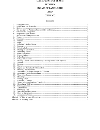 Picture of Yukon Standard Form Commercial Lease