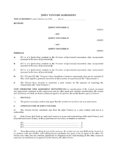 Saskatchewan Joint Venture Agreement