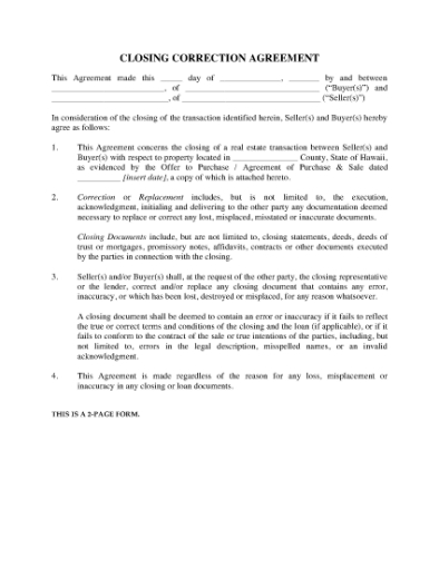 Picture of USA Closing Correction Agreement