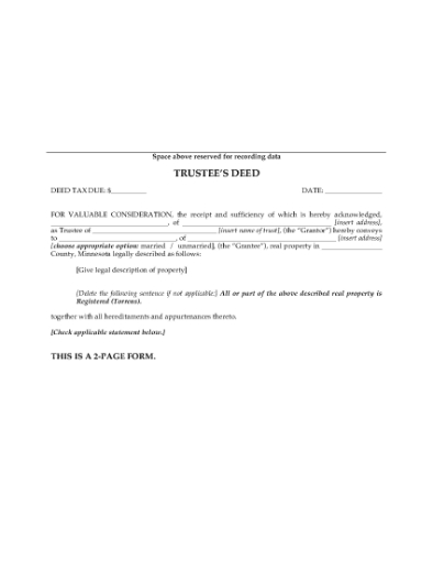 Picture of Minnesota Trustee's Deed
