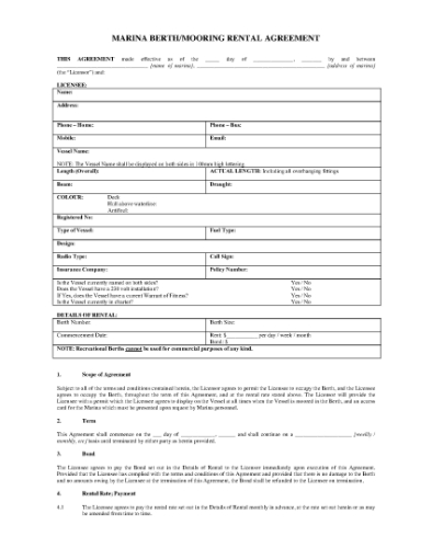Picture of Marina Berth or Mooring Rental Agreement | New Zealand