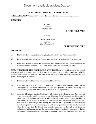 Independent Contractor Agreement for Technology Development