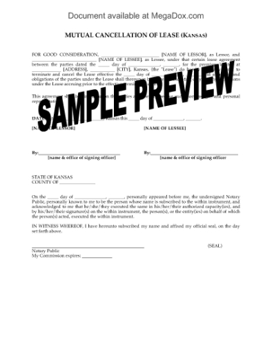 Picture of Kansas Mutual Cancellation of Commercial Lease