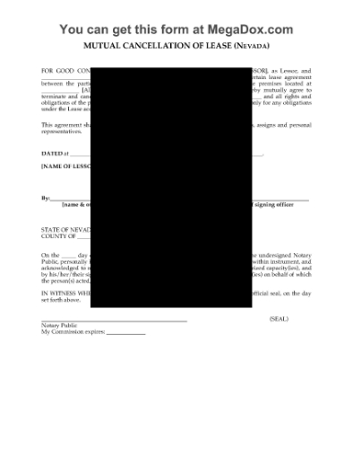Picture of Nevada Mutual Cancellation of Commercial Lease