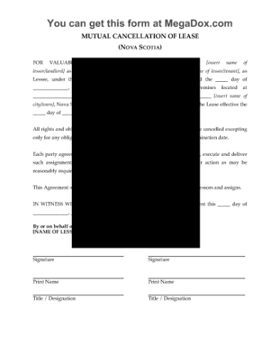 Picture of Nova Scotia Mutual Cancellation of Commercial Lease