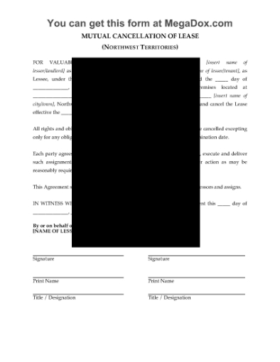 Picture of NWT Mutual Cancellation of Commercial Lease