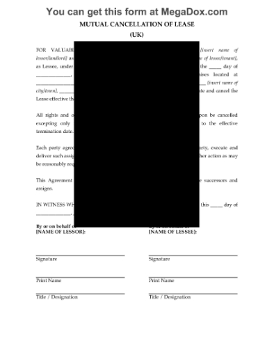 Picture of Mutual Cancellation of Commercial Lease | UK