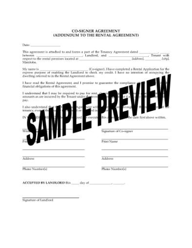 Picture of Manitoba Lease Co-Signer Agreement