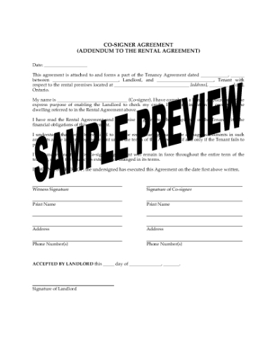 Picture of Ontario Lease Co-Signer Agreement