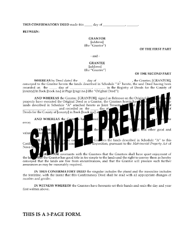 Nova Scotia Confirmatory Deed