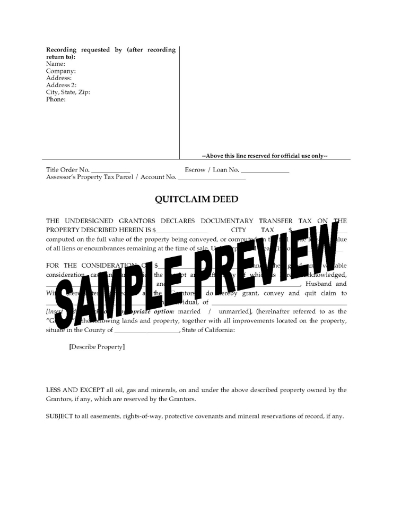 California Quitclaim Deed (two persons to one person)