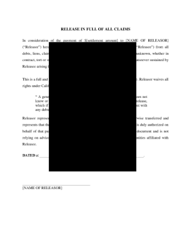 Picture of California General Release of All Claims