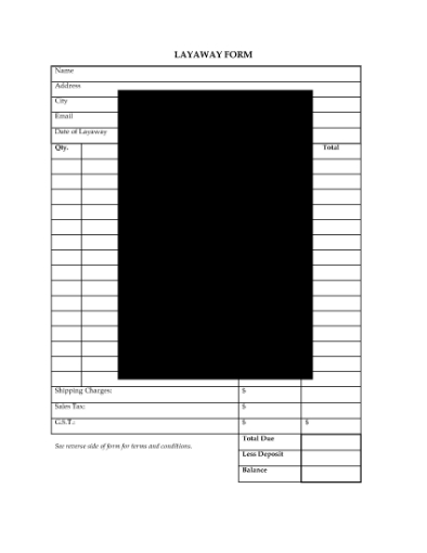 Picture of Layaway Agreement Template
