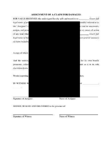 Assignment of a claim for damages under a lawsuit